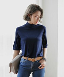 DHOLIC | ハーフネックハーフスリーブＴシャツ(Tシャツ/カットソー)