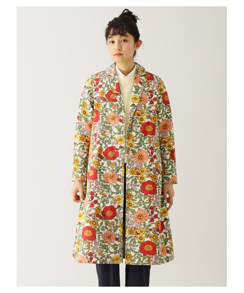 E hyphen world gallery（イーハイフンワールドギャラリー）の「M 花柄フレアチェスターコート（ジャケット/アウター・オフホワイト・S/M）」の2枚目の写真