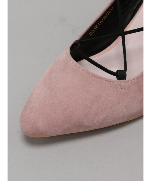 E hyphen world gallery Bon Bon（イーハイフンワールドギャラリーボンボン）の「スエード調レースアップパンプス（シューズ・ブラック/ピンク・S/M/L）」の6枚目の写真