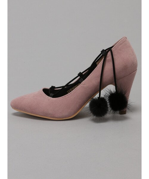 E hyphen world gallery Bon Bon（イーハイフンワールドギャラリーボンボン）の「スエード調レースアップパンプス（シューズ・ブラック/ピンク・S/M/L）」の5枚目の写真