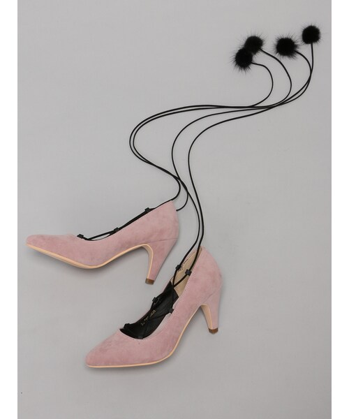 E hyphen world gallery Bon Bon（イーハイフンワールドギャラリーボンボン）の「スエード調レースアップパンプス（シューズ・ブラック/ピンク・S/M/L）」の3枚目の写真