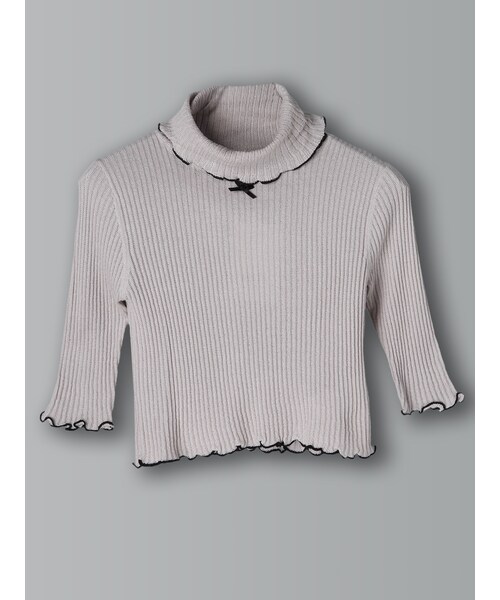 E hyphen world gallery Bon Bon（イーハイフンワールドギャラリーボンボン）の「5Sリブタートルニット（トップス・オフホワイト/グレー/ブラック/ピンク・S/M）」の3枚目の写真