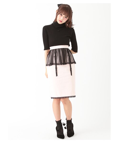 E hyphen world gallery Bon Bon（イーハイフンワールドギャラリーボンボン）の「5Sリブタートルニット（トップス・オフホワイト/グレー/ブラック/ピンク・S/M）」の7枚目の写真