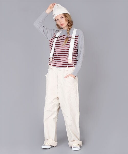 RNA-N（アールエヌエーエヌ）の「ワイドワークサスペンダーパンツ（パンツ・レディース・グレー/ホワイト・M）」の10枚目の写真