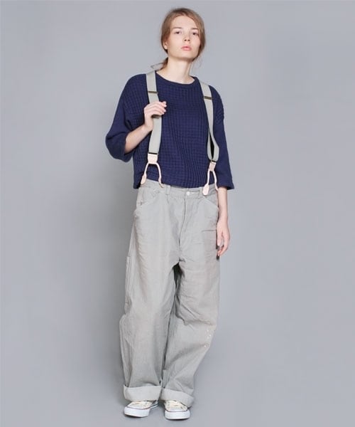 RNA-N（アールエヌエーエヌ）の「ワイドワークサスペンダーパンツ（パンツ・レディース・グレー/ホワイト・M）」の13枚目の写真