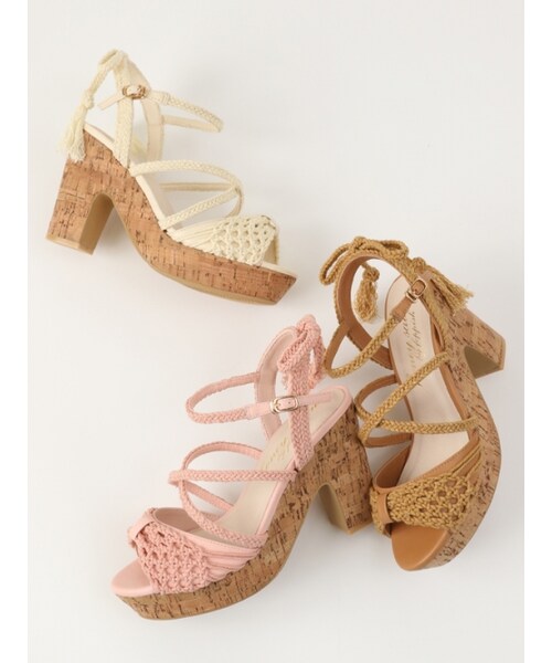 Honey Salon(ハニーサロン)の「マクラメサンダル(シューズ・レディース・アイボリー/ピンク/キャメル・23/23.5/24/24.5)」の4枚目の写真