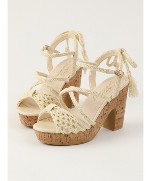 Honey Salon(ハニーサロン)の「マクラメサンダル(シューズ・レディース・アイボリー/ピンク/キャメル・23/23.5/24/24.5)」の2枚目の写真