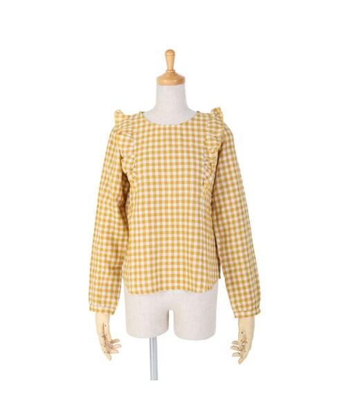 F i.n.t（フィント）の「ギンガムチェックショルダーフリルプルオーバーブラウス/F i.n.t（シャツ/ブラウス・レディース・その他）」の2枚目の写真