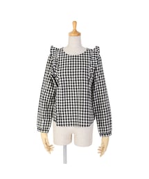 F i.n.t | ギンガムチェックショルダーフリルプルオーバーブラウス/F i.n.t(シャツ/ブラウス)