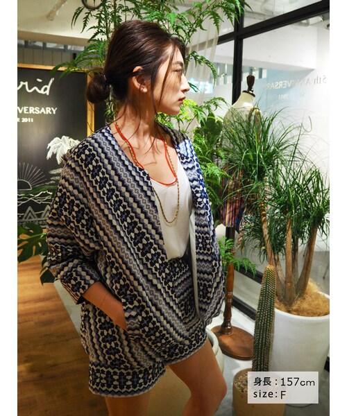 Ungrid（アングリッド）の「ワイドジャガードジャケット（ジャケット/アウター・レディース・ピンク/ブルー・F）」の4枚目の写真