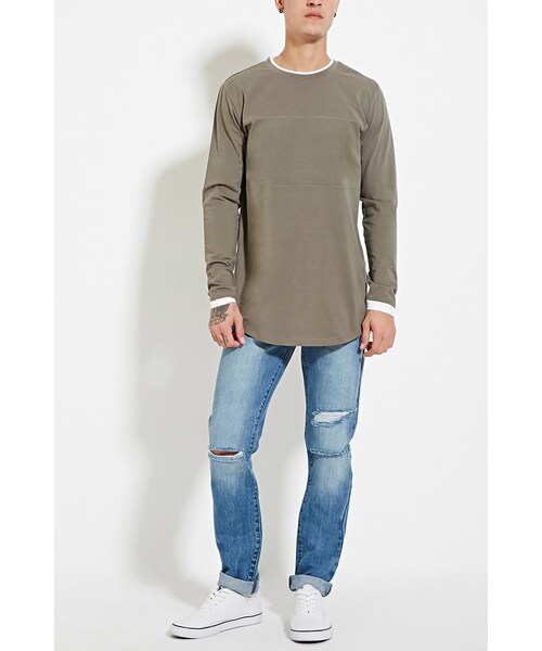 FOREVER 21（フォーエバー トゥエンティーワン）の「[MEN]ダメージスリムフィットジーンズ（その他・メンズ・DENIM WASHED/DARK DENIM・28/30/29/30/30/30/30/32/31/32/32/30/32/32/33/32/34/32）」の4枚目の写真