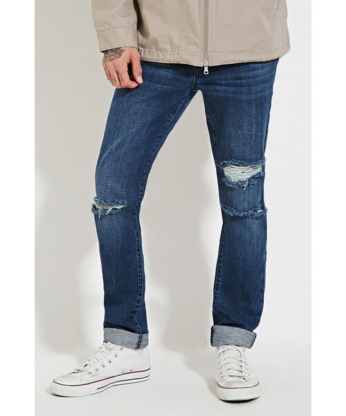 FOREVER 21（フォーエバー トゥエンティーワン）の「[MEN]ダメージスリムフィットジーンズ（その他・メンズ・DENIM WASHED/DARK DENIM・28/30/29/30/30/30/30/32/31/32/32/30/32/32/33/32/34/32）」の6枚目の写真