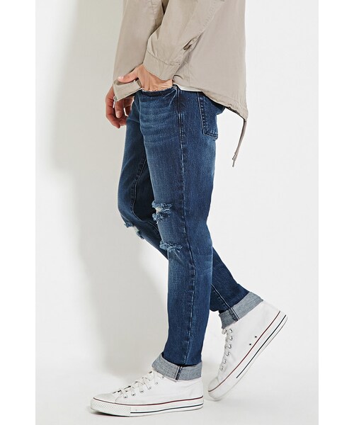 FOREVER 21（フォーエバー トゥエンティーワン）の「[MEN]ダメージスリムフィットジーンズ（その他・メンズ・DENIM WASHED/DARK DENIM・28/30/29/30/30/30/30/32/31/32/32/30/32/32/33/32/34/32）」の7枚目の写真