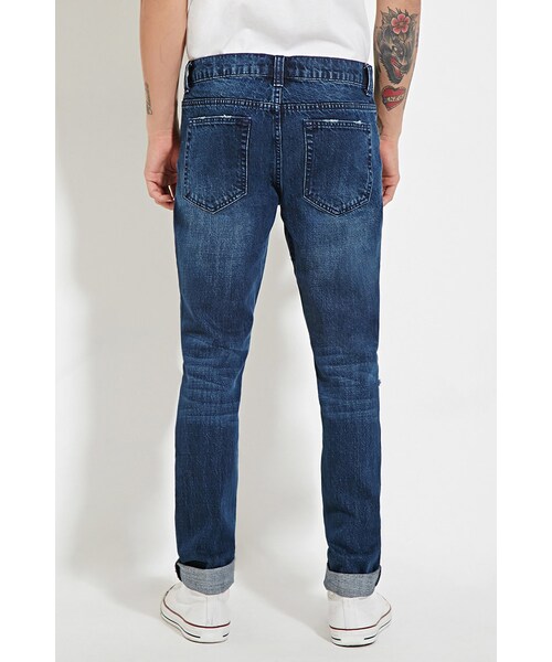 FOREVER 21（フォーエバー トゥエンティーワン）の「[MEN]ダメージスリムフィットジーンズ（その他・メンズ・DENIM WASHED/DARK DENIM・28/30/29/30/30/30/30/32/31/32/32/30/32/32/33/32/34/32）」の8枚目の写真