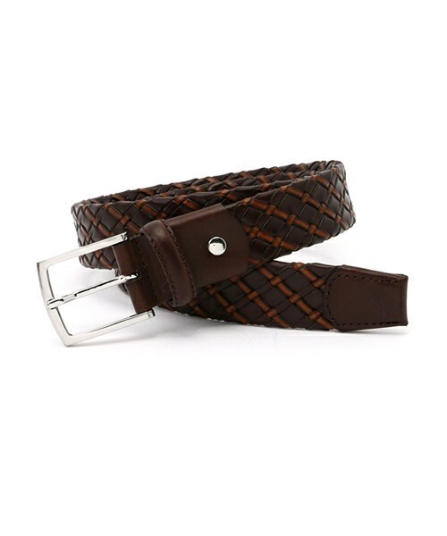 MEN'S BIGI（メンズビギ）の「【渡部篤郎さん着用 メンズクラブ4月号掲載】レザーメッシュベルト（ベルト・メンズ・ブラウン/バーガンディー・MEDIUM/LARGE）」の2枚目の写真