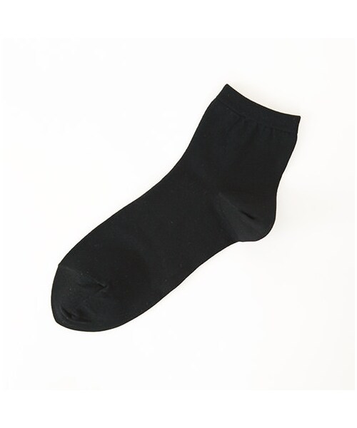 靴下屋（クツシタヤ）の「ハイゲージ無地ショートソックス（ソックス・靴下・レディース・オフホワイト/サラシ/シルバーグレー/クロ/チャコールグレー/ピーチ/パステルピンク/オレンジ/ライムイエロー/サックス/コン/ラベンダー・22.0～24.0cm）」の2枚目の写真