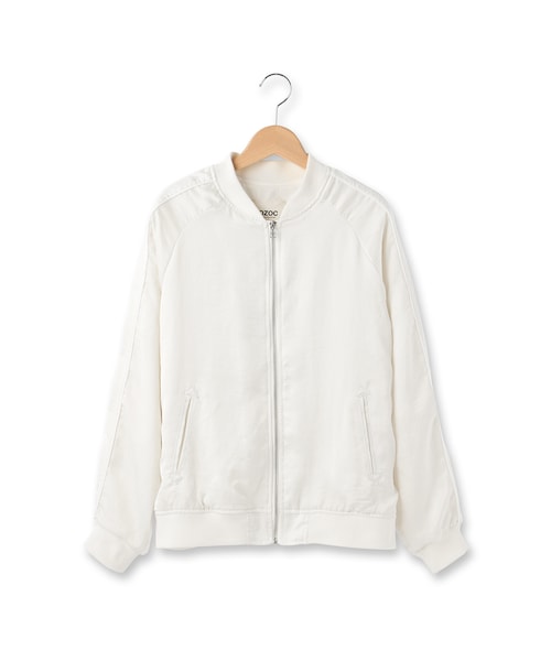 OZOC（オゾック）の「MA-1風サテンブルゾン（ジャケット/アウター・レディース・ベビーピンク/オフホワイト/オリーブグリーン・その他）」の2枚目の写真