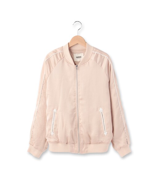 OZOC（オゾック）の「MA-1風サテンブルゾン（ジャケット/アウター・レディース・ベビーピンク/オフホワイト/オリーブグリーン・その他）」の11枚目の写真