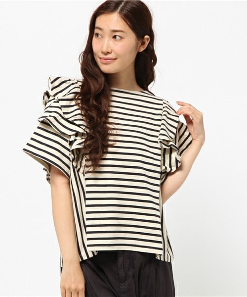 FRAPBOIS（フラボア）の「ビートボーダー（Tシャツ/カットソー・レディース・グレー系その他/ベージュ系その他・1）」の2枚目の写真