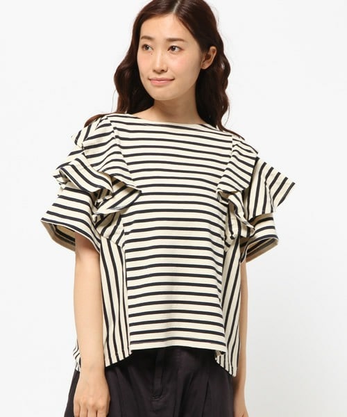 FRAPBOIS（フラボア）の「ビートボーダー（Tシャツ/カットソー・レディース・グレー系その他/ベージュ系その他・1）」の3枚目の写真