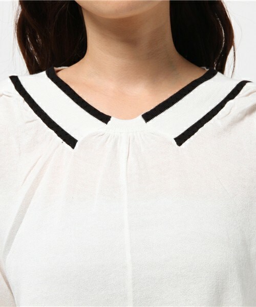 FRAPBOIS（フラボア）の「ピマニット（ニット/セーター・レディース・ホワイト/ブラック/ネイビー・1）」の6枚目の写真