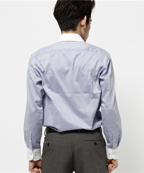 CROWDED CLOSET（クラウデッドクローゼット）の「【EASY CARE】コットンエスエテルドビー織りシャツ（シャツ/ブラウス・メンズ・ネイビー/ラベンダー・SMALL/LARGE/MEDIUM/LL）」の4枚目の写真