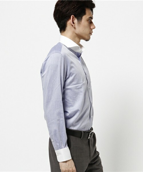 CROWDED CLOSET（クラウデッドクローゼット）の「【EASY CARE】コットンエスエテルドビー織りシャツ（シャツ/ブラウス・メンズ・ネイビー/ラベンダー・SMALL/LARGE/MEDIUM/LL）」の3枚目の写真