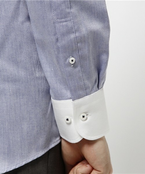 CROWDED CLOSET（クラウデッドクローゼット）の「【EASY CARE】コットンエスエテルドビー織りシャツ（シャツ/ブラウス・メンズ・ネイビー/ラベンダー・SMALL/LARGE/MEDIUM/LL）」の7枚目の写真