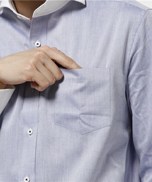 CROWDED CLOSET（クラウデッドクローゼット）の「【EASY CARE】コットンエスエテルドビー織りシャツ（シャツ/ブラウス・メンズ・ネイビー/ラベンダー・SMALL/LARGE/MEDIUM/LL）」の8枚目の写真