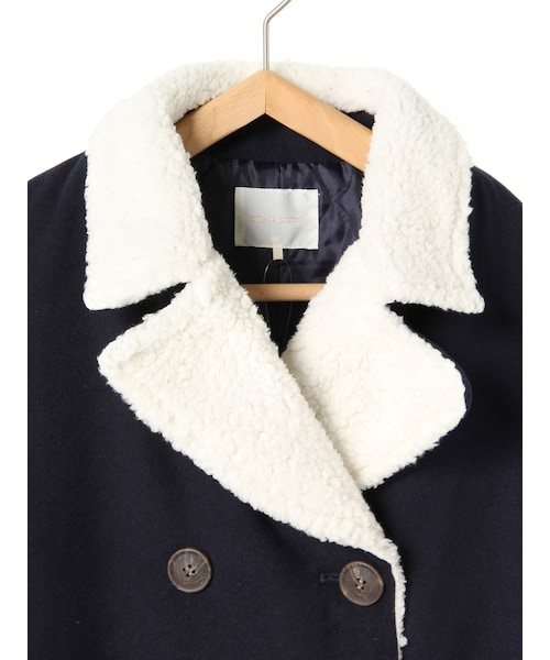 ehka sopo（エヘカソポ）の「ボアロングピーコート（ジャケット/アウター・チャコールグレー/キャメル/ネイビー・M）」の6枚目の写真