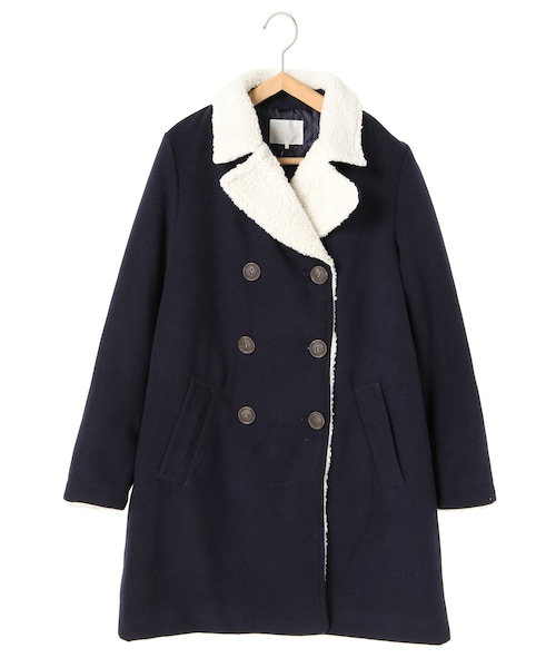 ehka sopo（エヘカソポ）の「ボアロングピーコート（ジャケット/アウター・チャコールグレー/キャメル/ネイビー・M）」の4枚目の写真