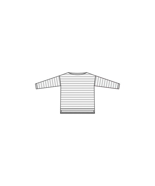 IEDIT（イディット）の「IEDITレーベルコレクション　きれいめ素材で大人顔に仕立てたマルチボーダートップス〈ブラック×ライトベージュ〉（Tシャツ/カットソー・レディース・Various・S /M /L /LL/3L）」の5枚目の写真