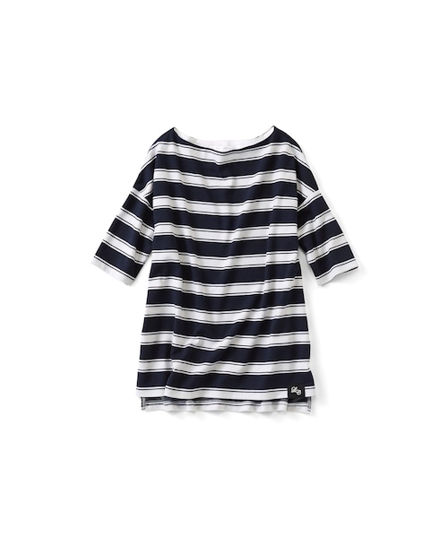 IEDIT（イディット）の「IEDITレーベルコレクション　きれいめ素材で大人顔に仕立てたマルチボーダートップス〈ネイビー×ホワイト〉（Tシャツ/カットソー・レディース・Various・S /M /L /LL/3L）」の3枚目の写真