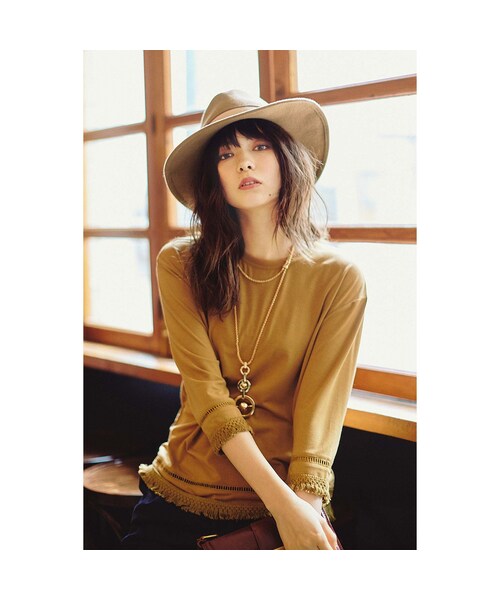 IEDIT(イディット)の「ブルー ブラック プラネット 大人っぽく仕上げた きれいめフリンジトップスの会(Tシャツ/カットソー・レディース・Various・S /M /L /LL/3L)」の2枚目の写真