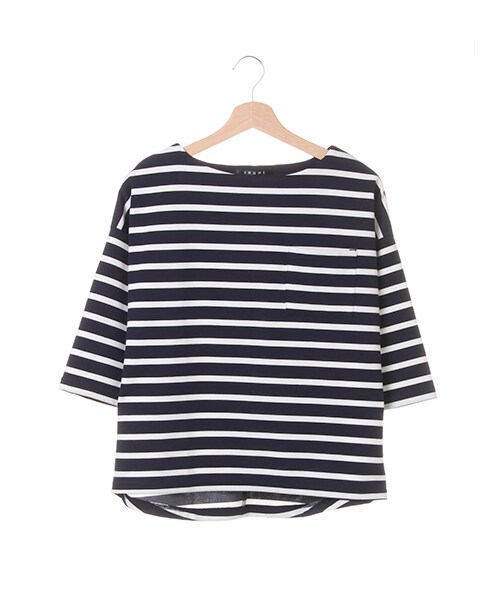 INGNI(イング)の「ポンチボーダー後下り/TOPS7分(トップス・レディース・オフホワイト/クロ/オフホワイト/A/グレー/オフホワイト/コン/オフホワイト/コン/A/ベージュ/オフホワイト・M)」の16枚目の写真