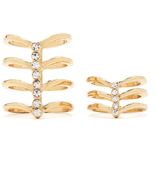 FOREVER 21（フォーエバー トゥエンティーワン）の「FOREVER 21 caged rhinestone ring set（リング・レディース・Gold・6/7/8）」の5枚目の写真