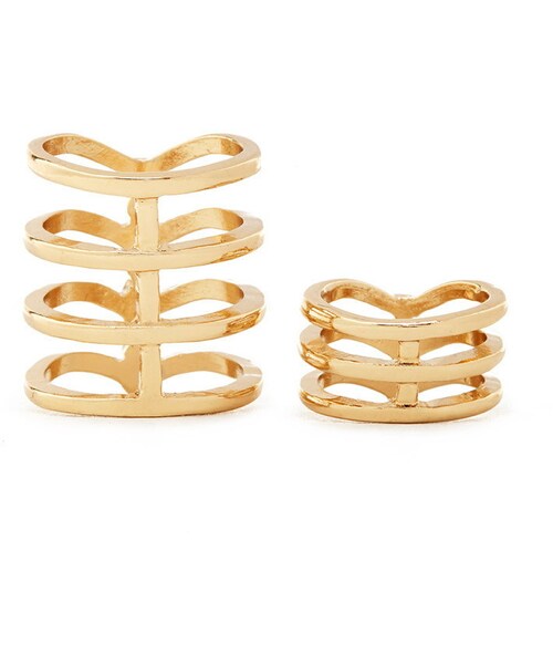 FOREVER 21（フォーエバー トゥエンティーワン）の「FOREVER 21 caged rhinestone ring set（リング・レディース・Gold・6/7/8）」の2枚目の写真