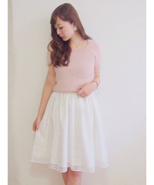 MERCURYDUO（マーキュリーデュオ）の「【DUO】 オーガンジーチェックスカート（スカート・レディース・オフホワイト/ライトオレンジ/アイスブルー・F）」の5枚目の写真