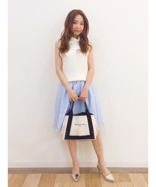 MERCURYDUO（マーキュリーデュオ）の「【DUO】 オーガンジーチェックスカート（スカート・レディース・オフホワイト/ライトオレンジ/アイスブルー・F）」の10枚目の写真