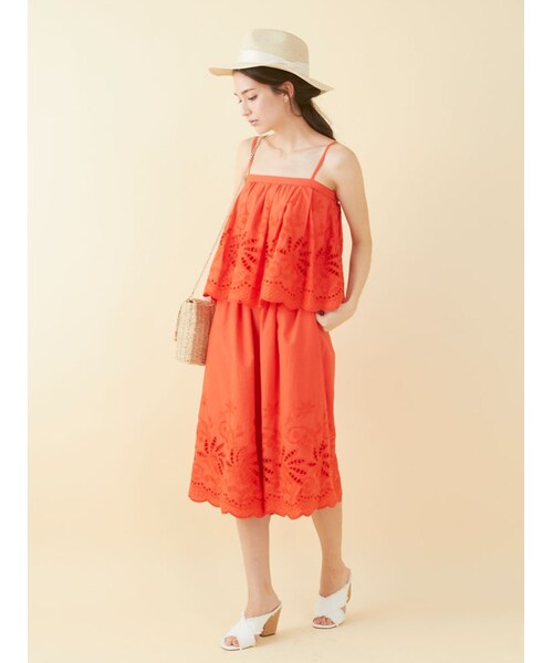 MERCURYDUO（マーキュリーデュオ）の「【DUO】 カットワークガウチョパンツ（パンツ・レディース・オフホワイト/ブラック/オレンジ/イエロー）」の7枚目の写真