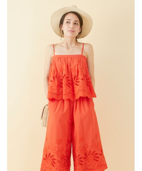 MERCURYDUO（マーキュリーデュオ）の「【DUO】 カットワークガウチョパンツ（パンツ・レディース・オフホワイト/ブラック/オレンジ/イエロー）」の10枚目の写真