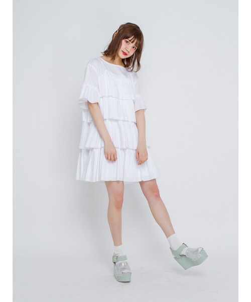 merry jenny（メリージェニー）の「フレアAラインワンピース（ワンピース/ドレス・レディース・オフホワイト/グレー/ネイビー・F）」の4枚目の写真