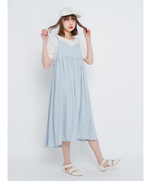 merry jenny（メリージェニー）の「バックプリーツキャミワンピース（ワンピース/ドレス・レディース・グレー/アイスブルー・F）」の3枚目の写真