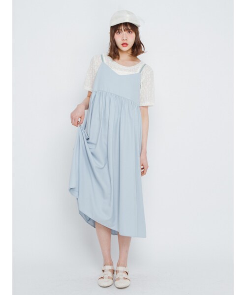 merry jenny（メリージェニー）の「バックプリーツキャミワンピース（ワンピース/ドレス・レディース・グレー/アイスブルー・F）」の5枚目の写真