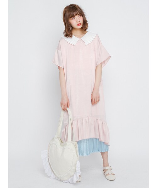 merry jenny（メリージェニー）の「ハートフリルトート（バッグ・レディース・アイボリー/ブラック/ピンク・F）」の5枚目の写真