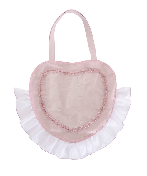 merry jenny（メリージェニー）の「ハートフリルトート（バッグ・レディース・アイボリー/ブラック/ピンク・F）」の3枚目の写真