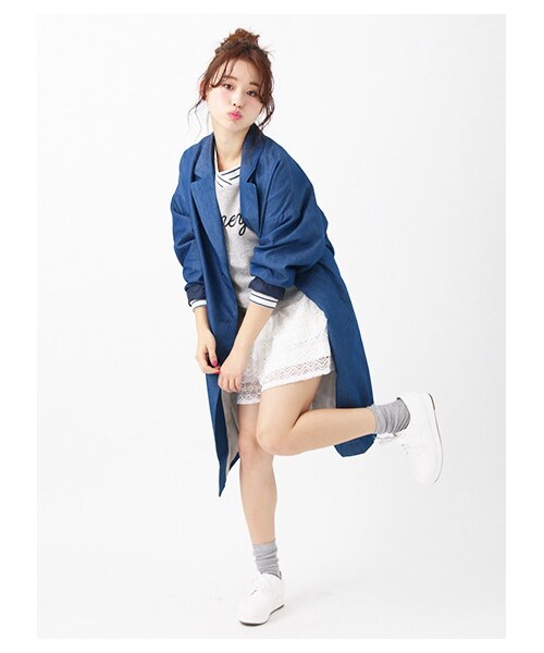 earth music&ecology（アースミュージックアンドエコロジー）の「＜WEB限定大きな・小さなサイズ＞デニムドロップチェスターコート（ジャケット/アウター・インディゴ・L）」の3枚目の写真