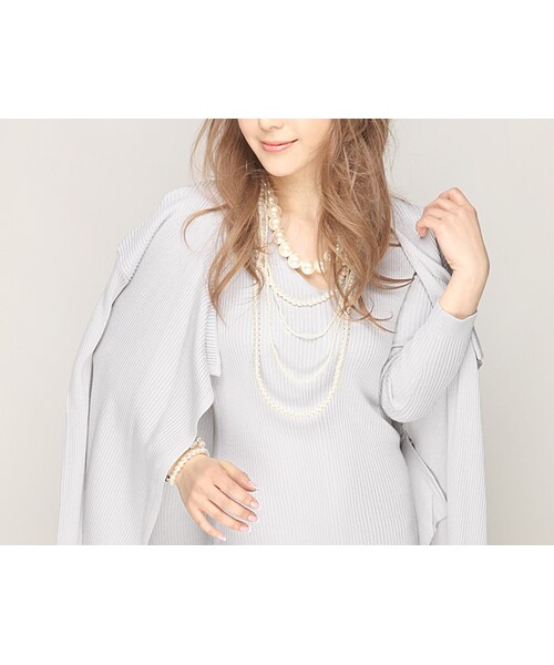 Rocotta by MOERY（ロコッタ）の「Rocotta(ロコッタ) ドロップショルダーコーディガン（カーディガン/ボレロ・レディース・ホワイト/ペールグレー/アイスブルー/スモーキーピンク/ネイビー・FREE）」の12枚目の写真