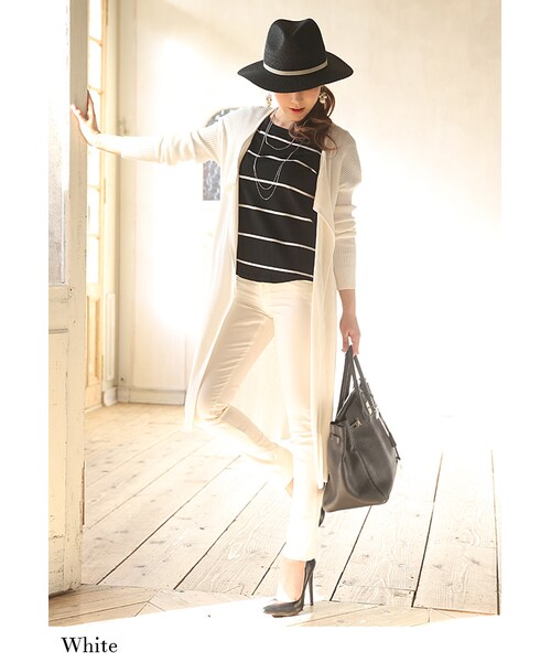 Rocotta by MOERY（ロコッタ）の「Rocotta(ロコッタ) ドロップショルダーコーディガン（カーディガン/ボレロ・レディース・ホワイト/ペールグレー/アイスブルー/スモーキーピンク/ネイビー・FREE）」の6枚目の写真