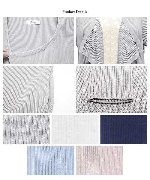 Rocotta by MOERY（ロコッタ）の「Rocotta(ロコッタ) ドロップショルダーコーディガン（カーディガン/ボレロ・レディース・ホワイト/ペールグレー/アイスブルー/スモーキーピンク/ネイビー・FREE）」の15枚目の写真